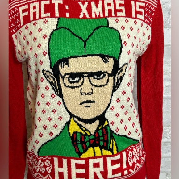The office red FACT: X-MAS IS HERE Dwight Christmas sweater size S - Picture 2 of 5
